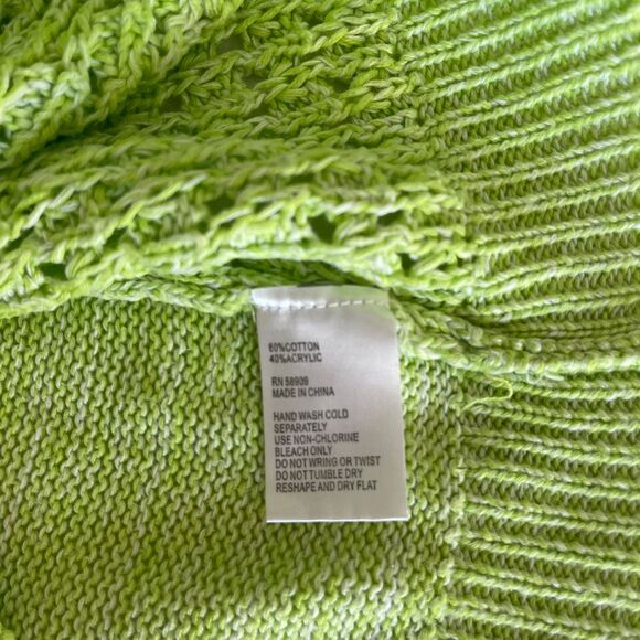 GB Gianni Bini Women's Neon Green Stretch Open Knit Top Sweater Size M - Picture 5 of 8